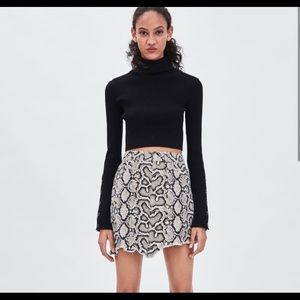 Zara Snakeskin Denim Skirt